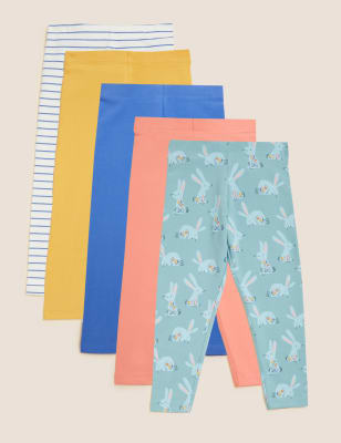 Lot de 5&nbsp;leggings en coton à motif (du 2 au 7&nbsp;ans) - FR