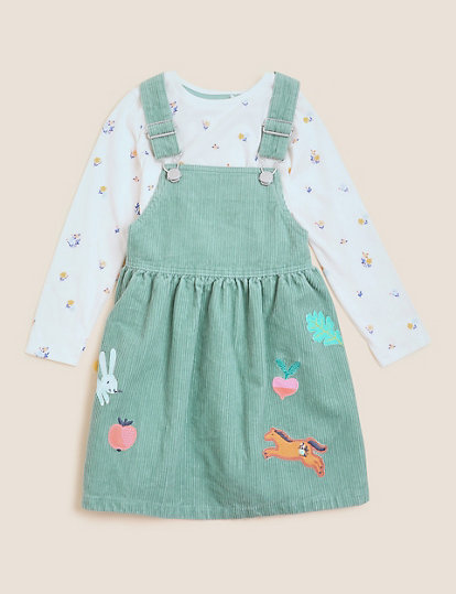 2pc Pure Cotton Pinafore Outfit