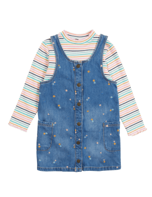 

Girls M&S Collection 2pc Pure Cotton Denim Pinafore Outfit (2-7 Yrs), Denim