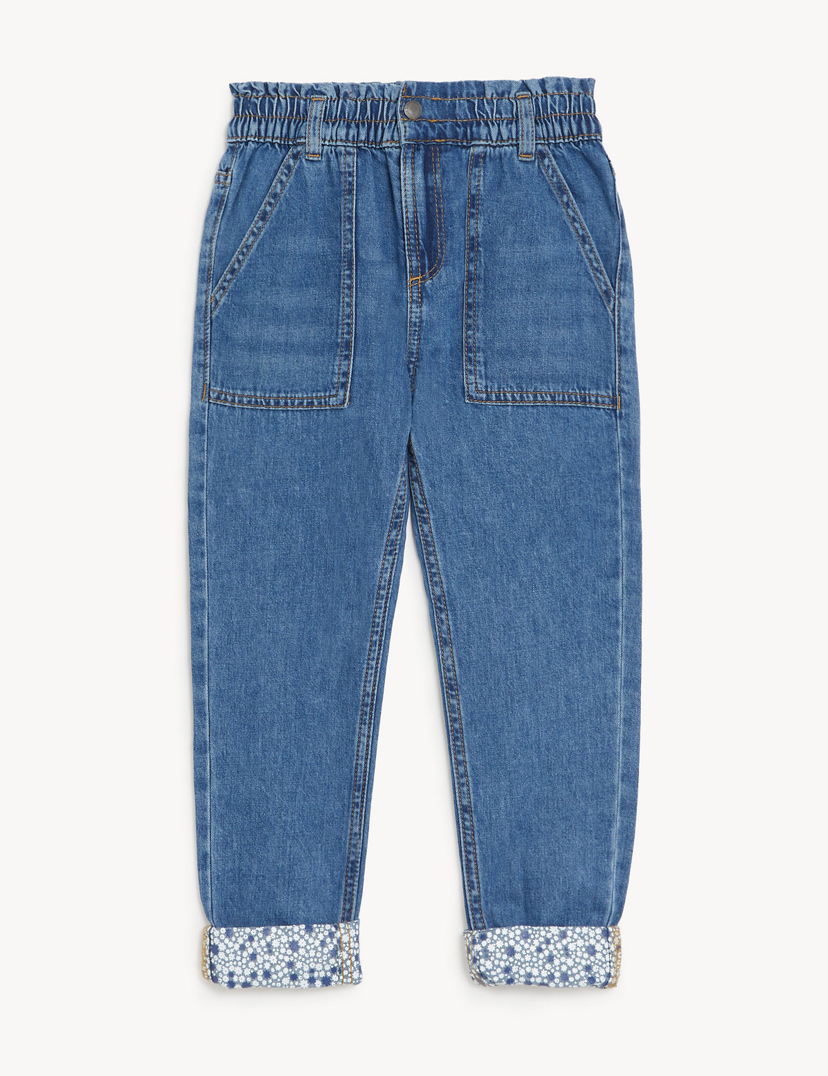 Regular Denim Paperbag Waist Jeans