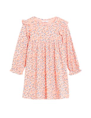 Girls M&S Collection Pure Cotton Floral Dress (2-8 Yrs) - Cream