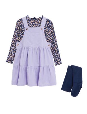 

Girls M&S Collection Cord Pinafore Outfit & Tights Set (2-8 Yrs) - Lilac, Lilac