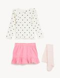 3pc Cotton Rich Spotted Top & Bottom Outfit