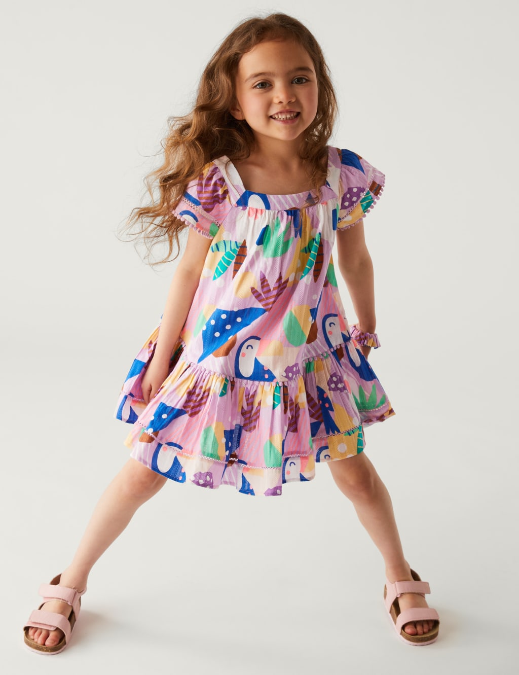 2pc Pure Cotton Printed Dress & Scrunchie (2-8 Yrs) image 1