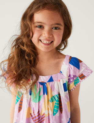 2pc Pure Cotton Printed Dress & Scrunchie (28 Yrs)