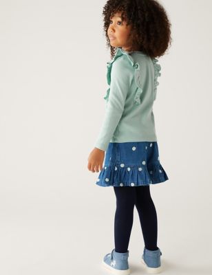 3-delige katoenrijke outfit met top en broek (2-8 jaar) | M&S