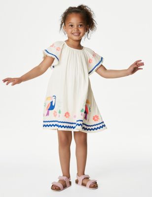 

Girls M&S Collection Pure Cotton Toucan Dress (2-8 Yrs) - Ivory Mix, Ivory Mix