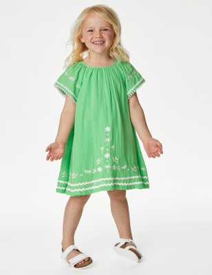 

Girls M&S Collection Pure Cotton Embroidered Dress (2-8 Yrs) - Green, Green