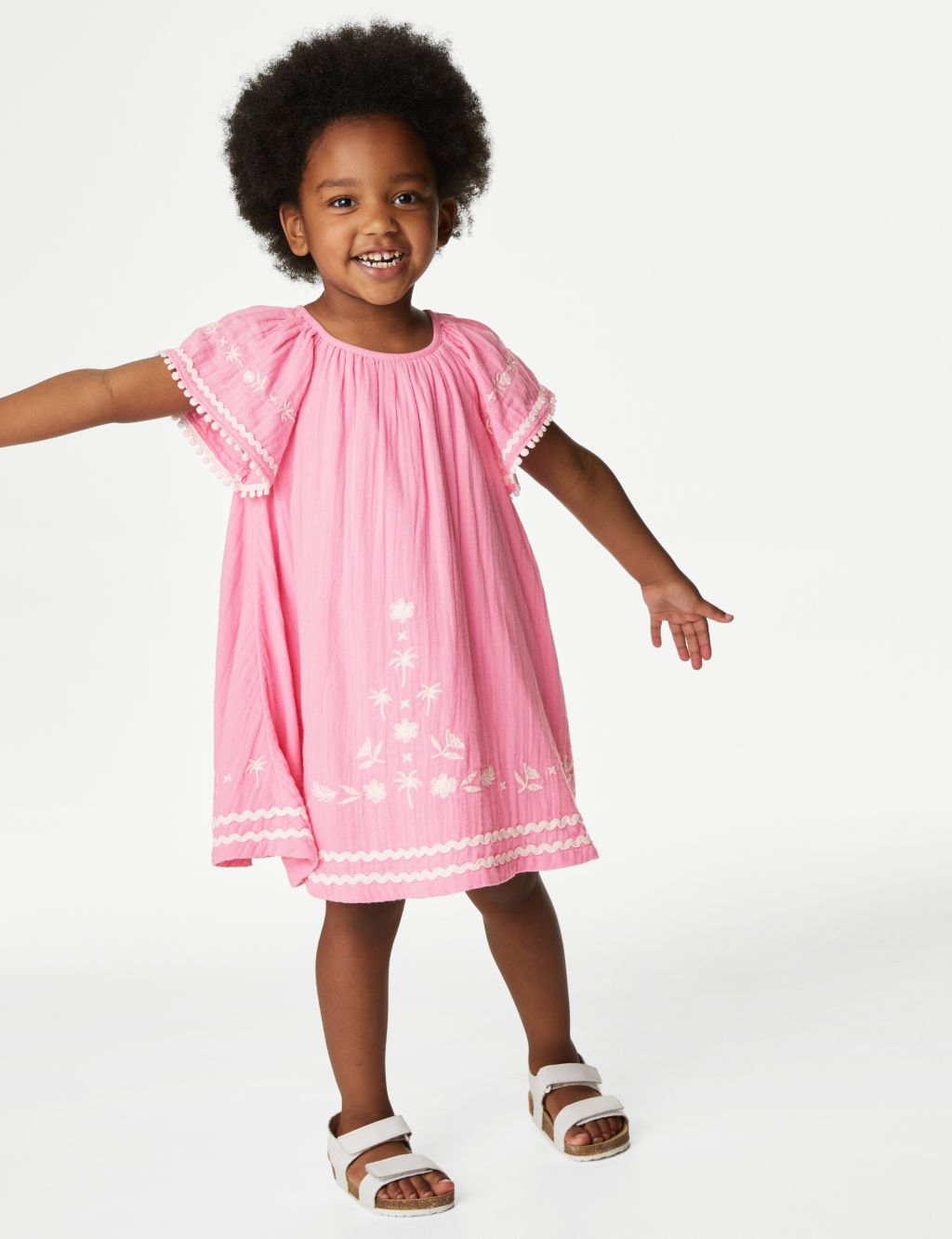 Pure Cotton Embroidered Dress (2-8 Yrs) image 2