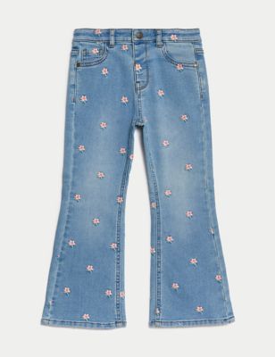 Denim Embroidered Floral Flared Jeans (2-8 Yrs)