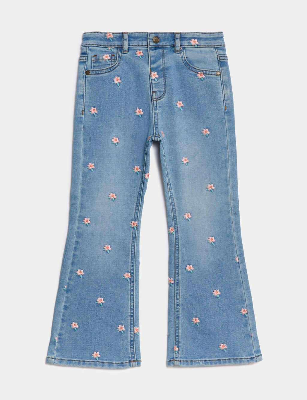 Denim Embroidered Floral Flared Jeans (2-8 Yrs) image 2
