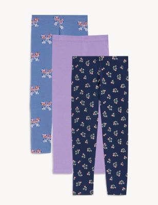 3pk Cotton Rich Printed Leggings (2-8 Yrs)