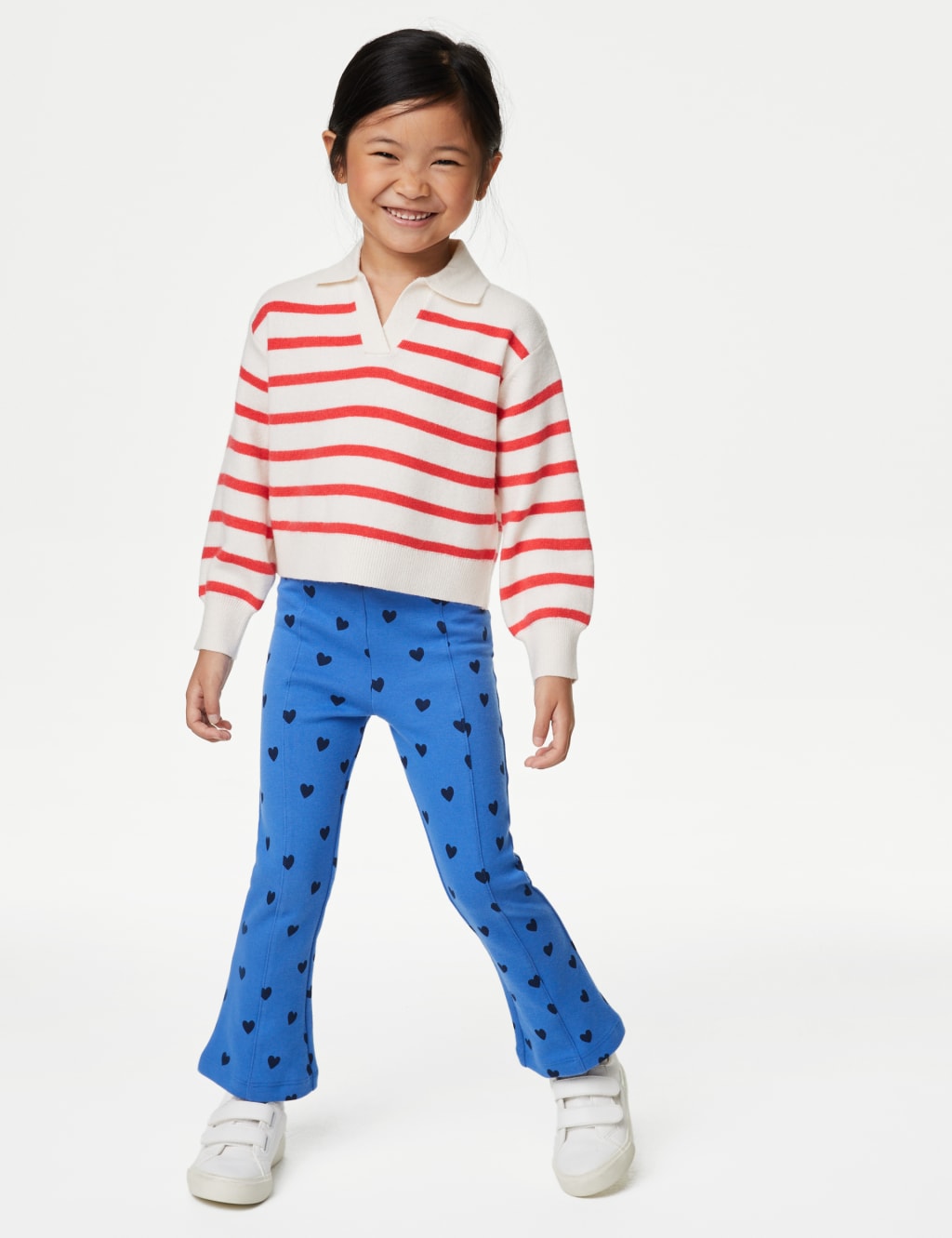 Cotton Rich Heart Print Flared Leggings (2-8 Yrs) image 1