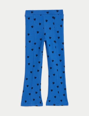 

Girls M&S Collection Cotton Rich Heart Print Flared Leggings (2-8 Yrs) - Mid Blue, Mid Blue