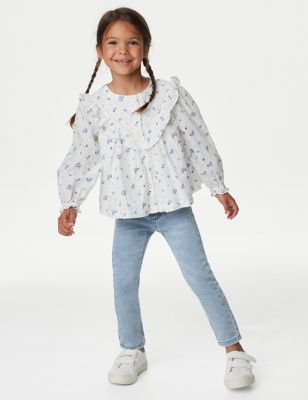 Cotton Rich Ribbed Floral Flared Legging (2-8 Years)