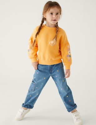 

Girls M&S Collection Denim Embroidered Jean (2-8 Yrs), Denim