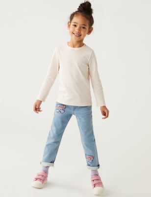 

M&S Collection Normal geschnittene Jeans mit hohem Baumwollanteil und Schmetterlingsmuster (2-8 J.) - Denim, Denim