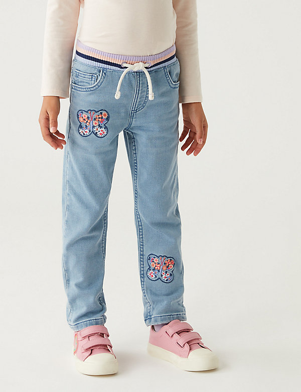 Regular Cotton Rich Butterfly Jeans (2-8 Yrs) - MM