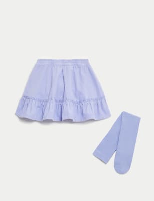 Cotton Rich Skirt & Tights Set (2-8 Yrs)