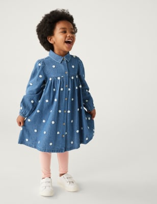 

Girls M&S Collection Denim Spotted Dress (2 - 8 Yrs), Denim