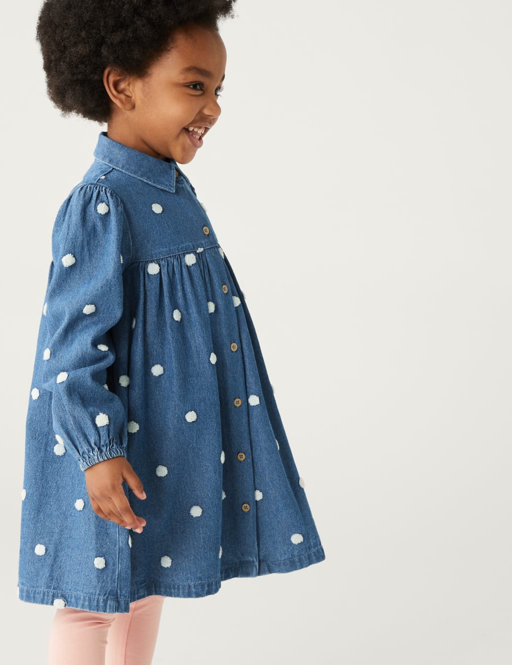 Denim Spotted Dress (2 - 8 Yrs) image 2