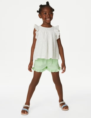 

Girls M&S Collection Pure Cotton Frill Shorts (2-8 Yrs) - Green, Green