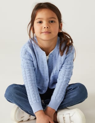 

Girls Pure Cotton Cardigan (2-8 Yrs) - Blue, Blue