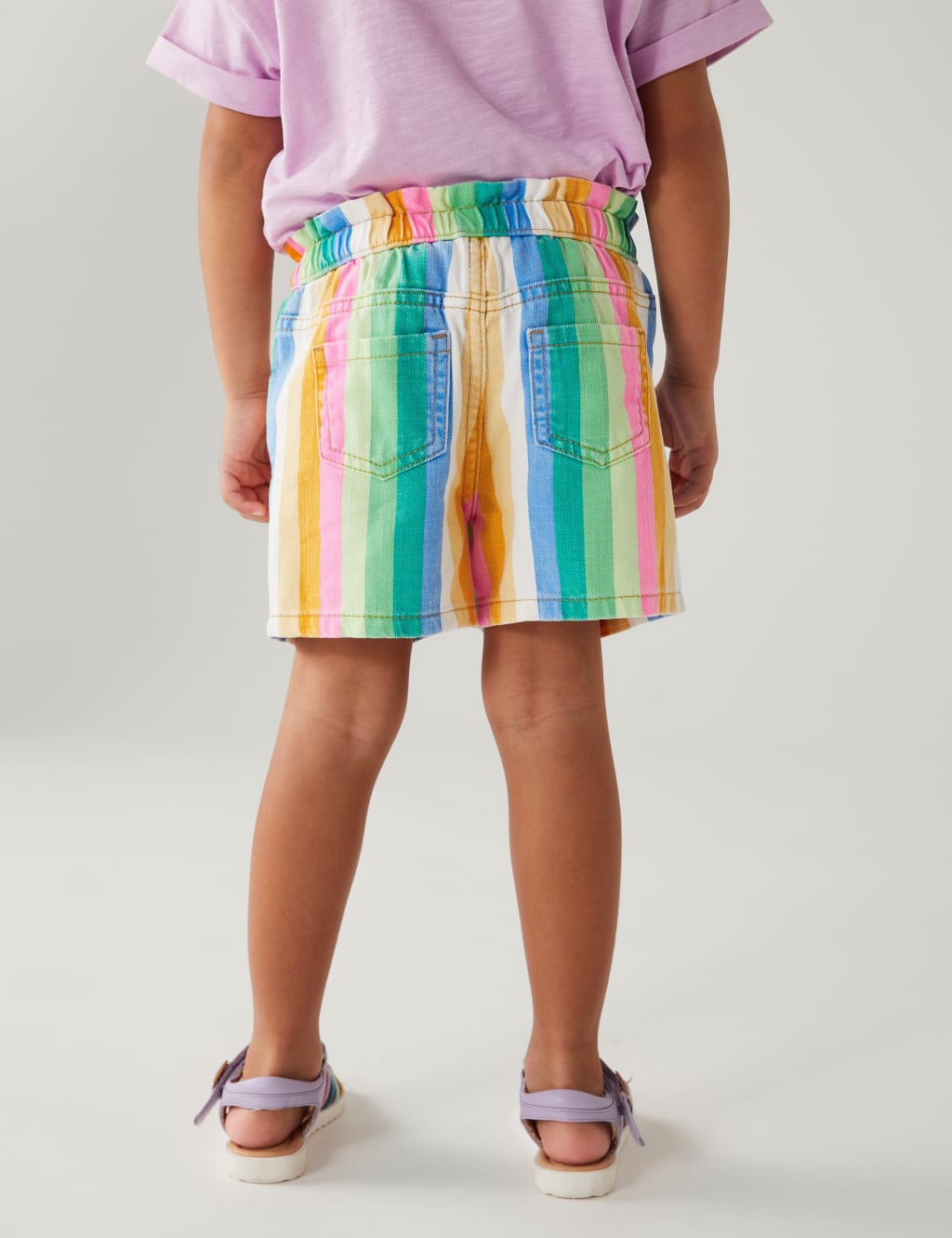 Denim Rainbow Striped Shorts (2-8 Yrs) image 5