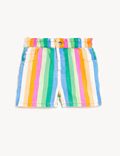 Denim Rainbow Striped Shorts