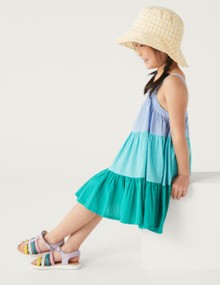 

Girls M&S Collection Pure Cotton Colour Block Dress (2-8 Yrs) - Blue, Blue