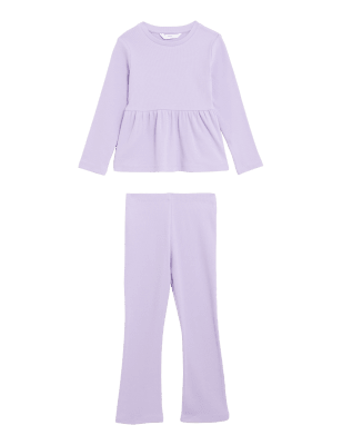 

Girls M&S Collection Cotton Rich Ribbed Top & Bottom Outfit (2-8 Yrs) - Lilac, Lilac