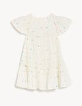 Pure Cotton Embroidered Spotted Dress