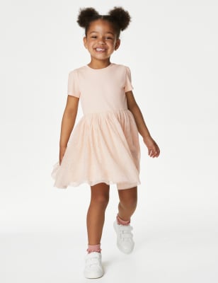 

Girls M&S Collection Tulle Glitter Dress (2-8 Yrs) - Light Peach, Light Peach