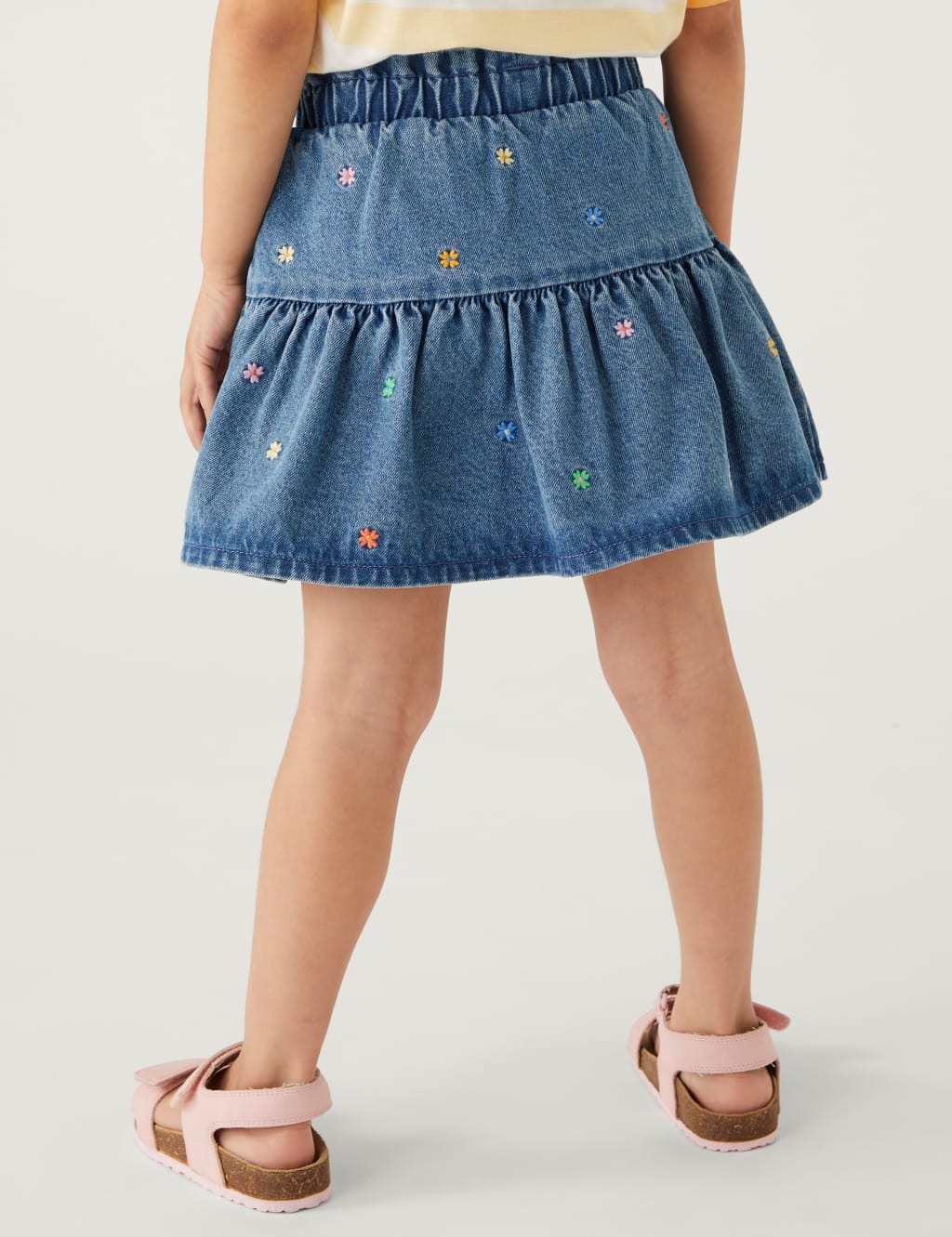 Denim Floral Embroidered Skort (2-8 Yrs) image 3