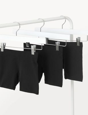 M&S Girls 3pk Cotton Rich Plain Shorts (2 - 8 Yrs) - 2-3 Y - Black, Black,Navy