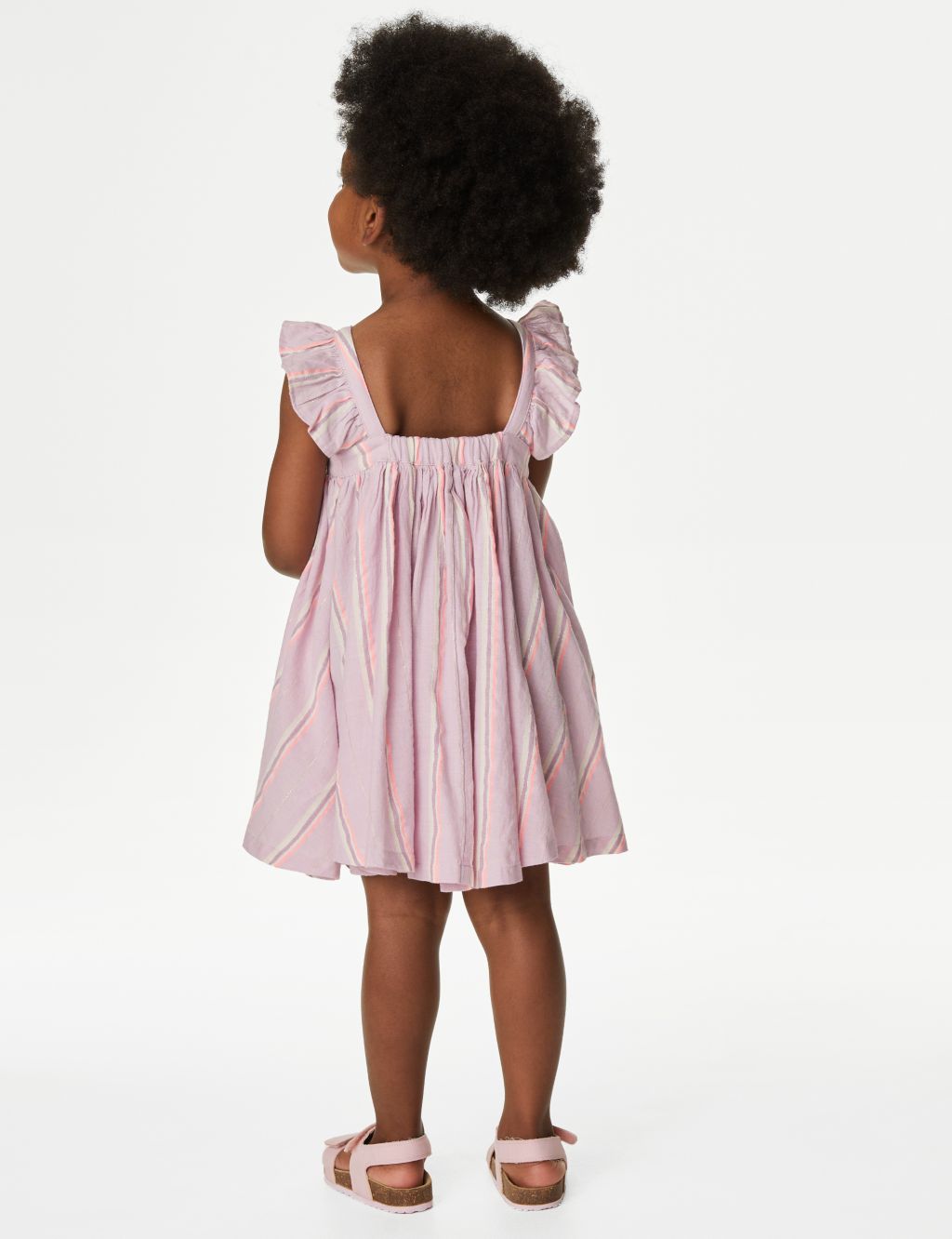 Pure Cotton Striped Dress with Scrunchie (2-8 Yrs) image 3