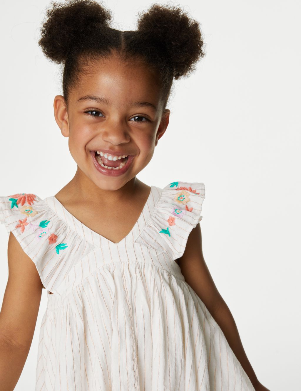Pure Cotton Floral Dress with Scrunchie (2-8 Yrs) image 2