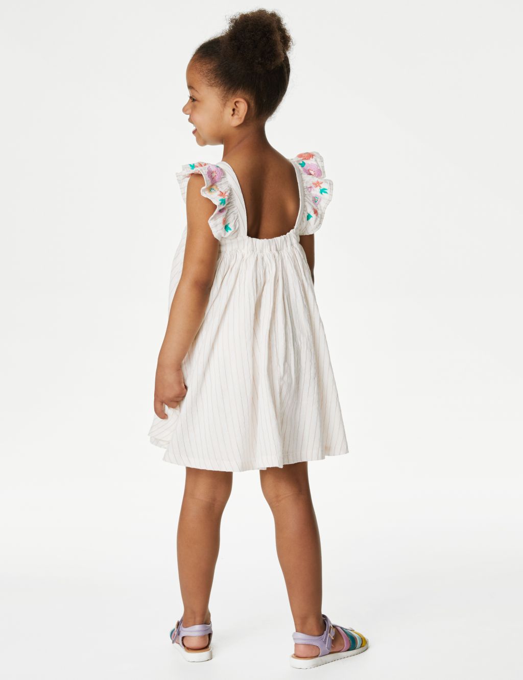 Pure Cotton Floral Dress with Scrunchie (2-8 Yrs) image 3