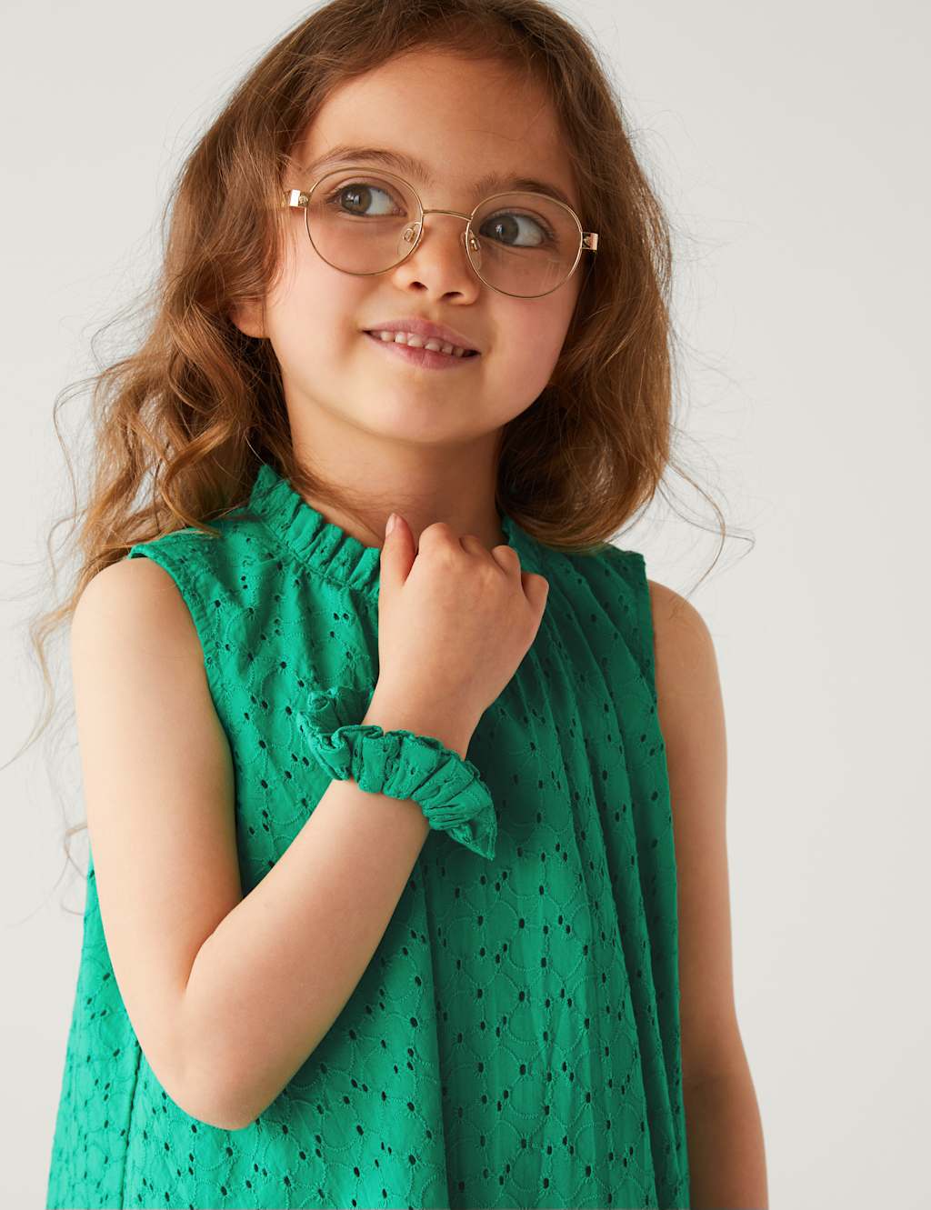 Pure Cotton Dress with Scrunchie (2-8 Yrs) image 2