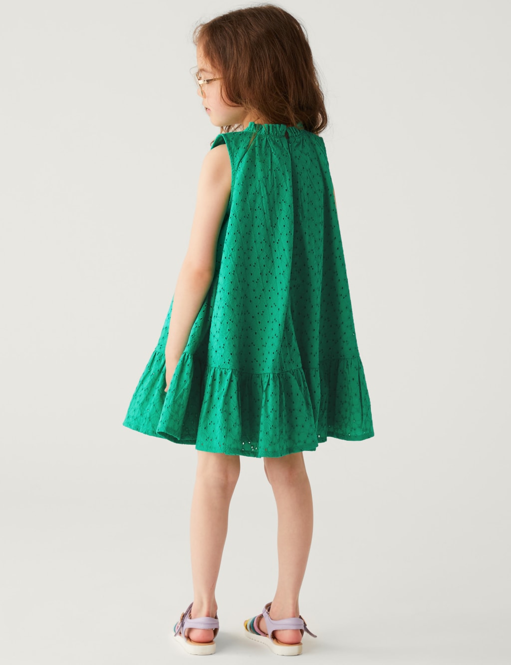 Pure Cotton Dress with Scrunchie (2-8 Yrs) image 3