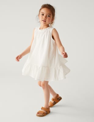 

Girls M&S Collection Pure Cotton Dress with Scrunchie (2-8 Yrs) - Ivory, Ivory