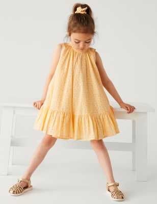 Pure Cotton Dress with Scrunchie (2-8 Yrs)