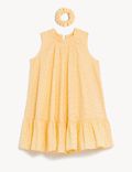 Pure Cotton Dress with Scrunchie (2-8 Yrs)
