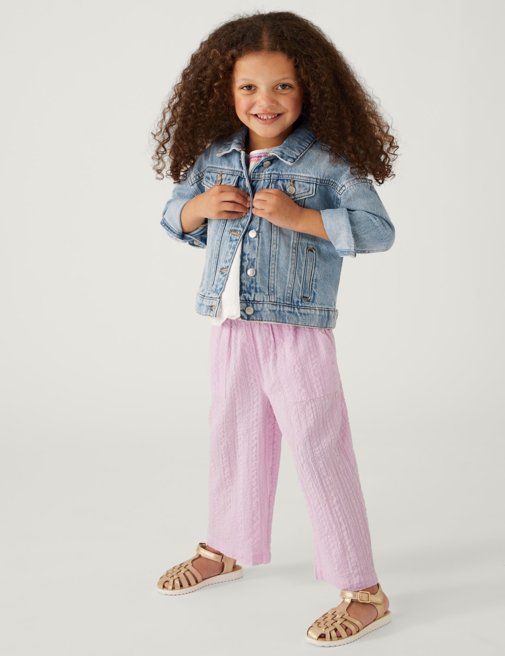 Pure Cotton Wide Leg Trousers (2-8 Yrs) image 1
