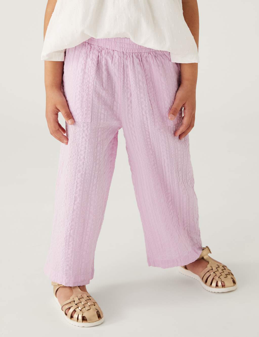 Pure Cotton Wide Leg Trousers (2-8 Yrs) image 2