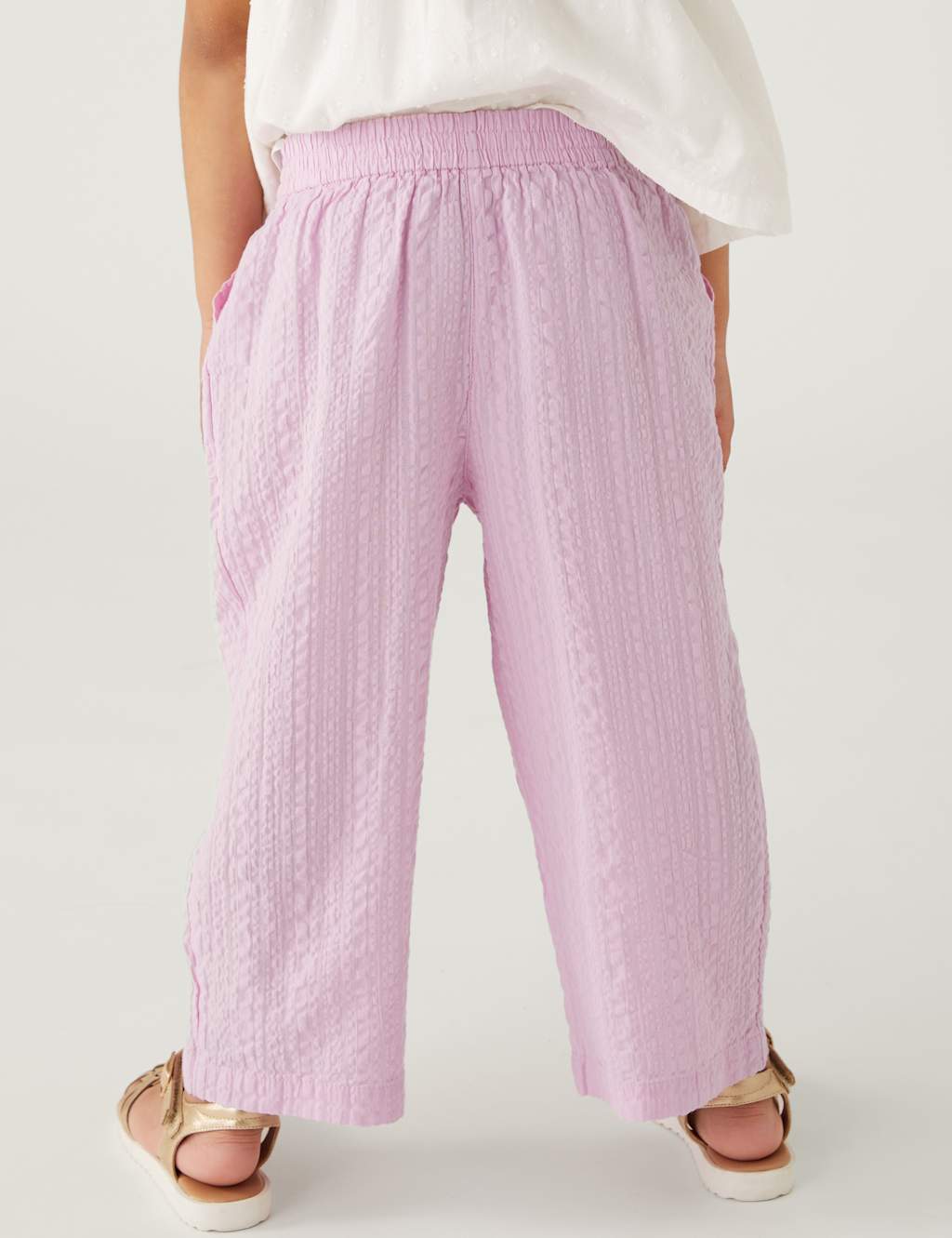 Pure Cotton Wide Leg Trousers (2-8 Yrs) image 3