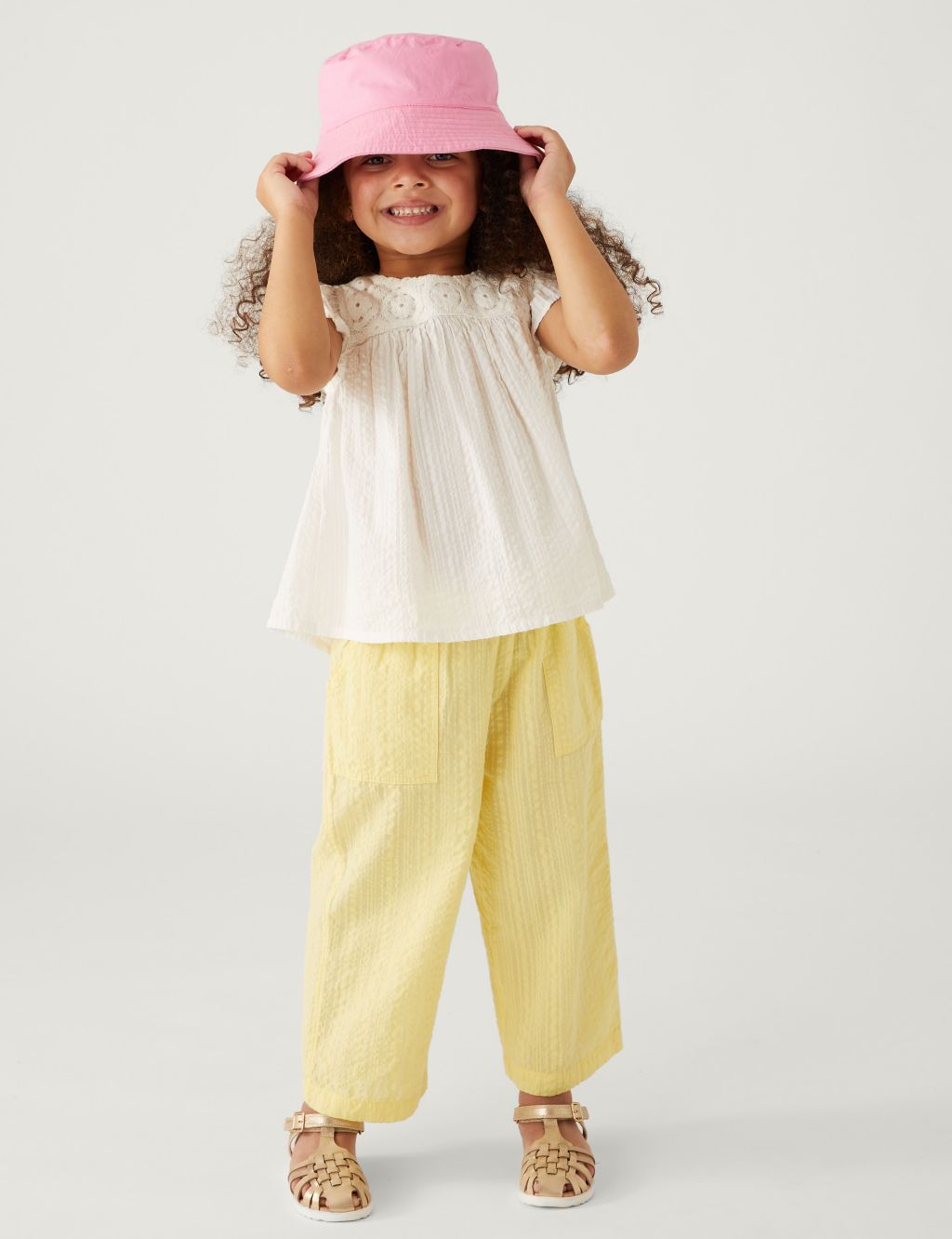 Pure Cotton Wide Leg Trousers (2-8 Yrs) image 1
