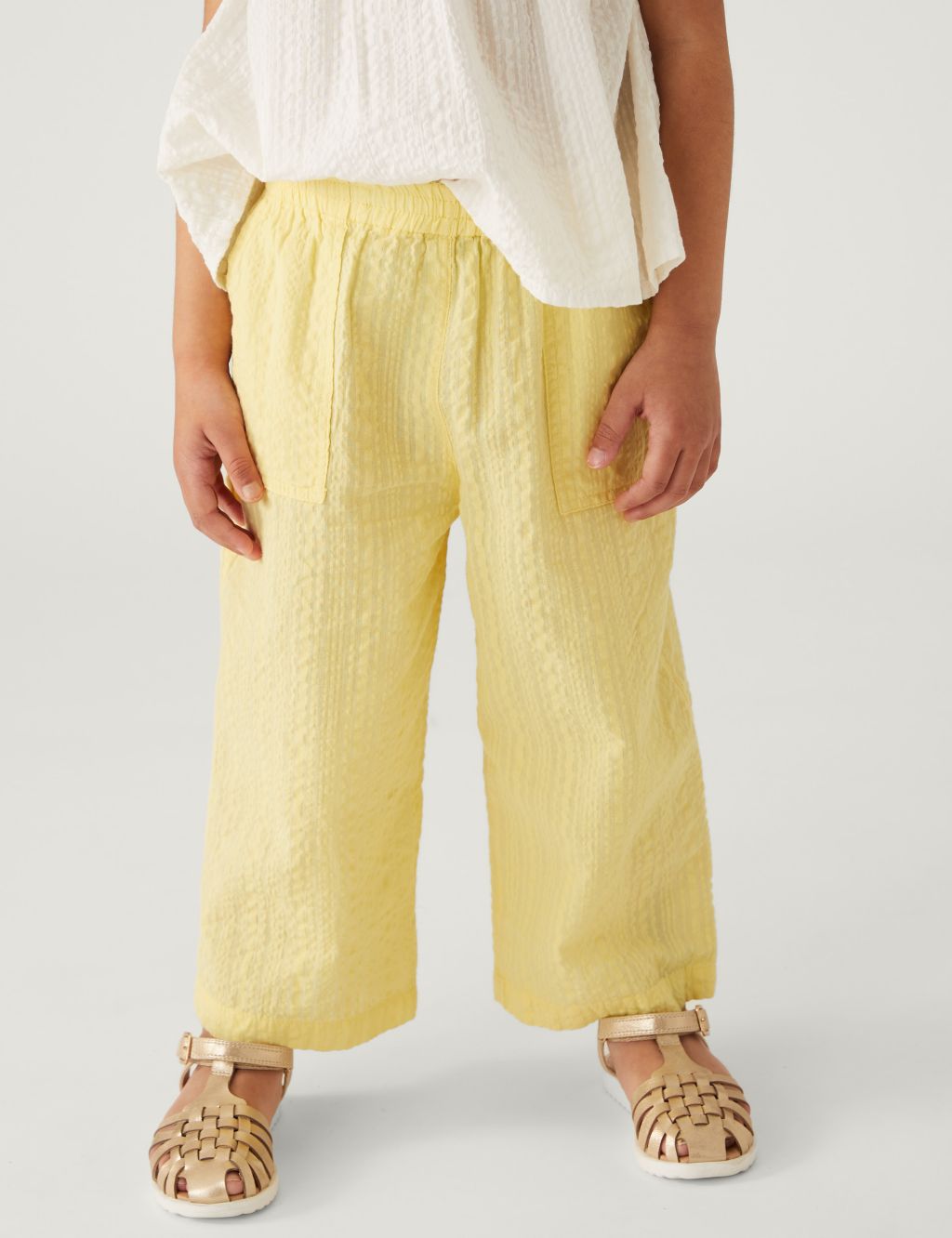 Pure Cotton Wide Leg Trousers (2-8 Yrs) image 2