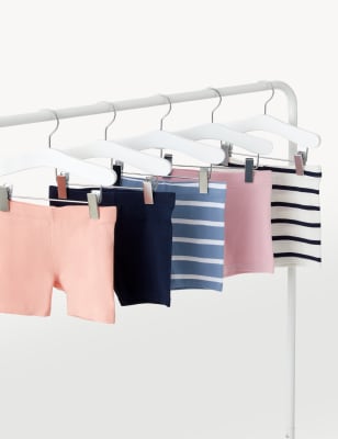 

Girls M&S Collection 5pk Cotton Rich Striped & Plain Shorts (2-8 Yrs) - Navy, Navy