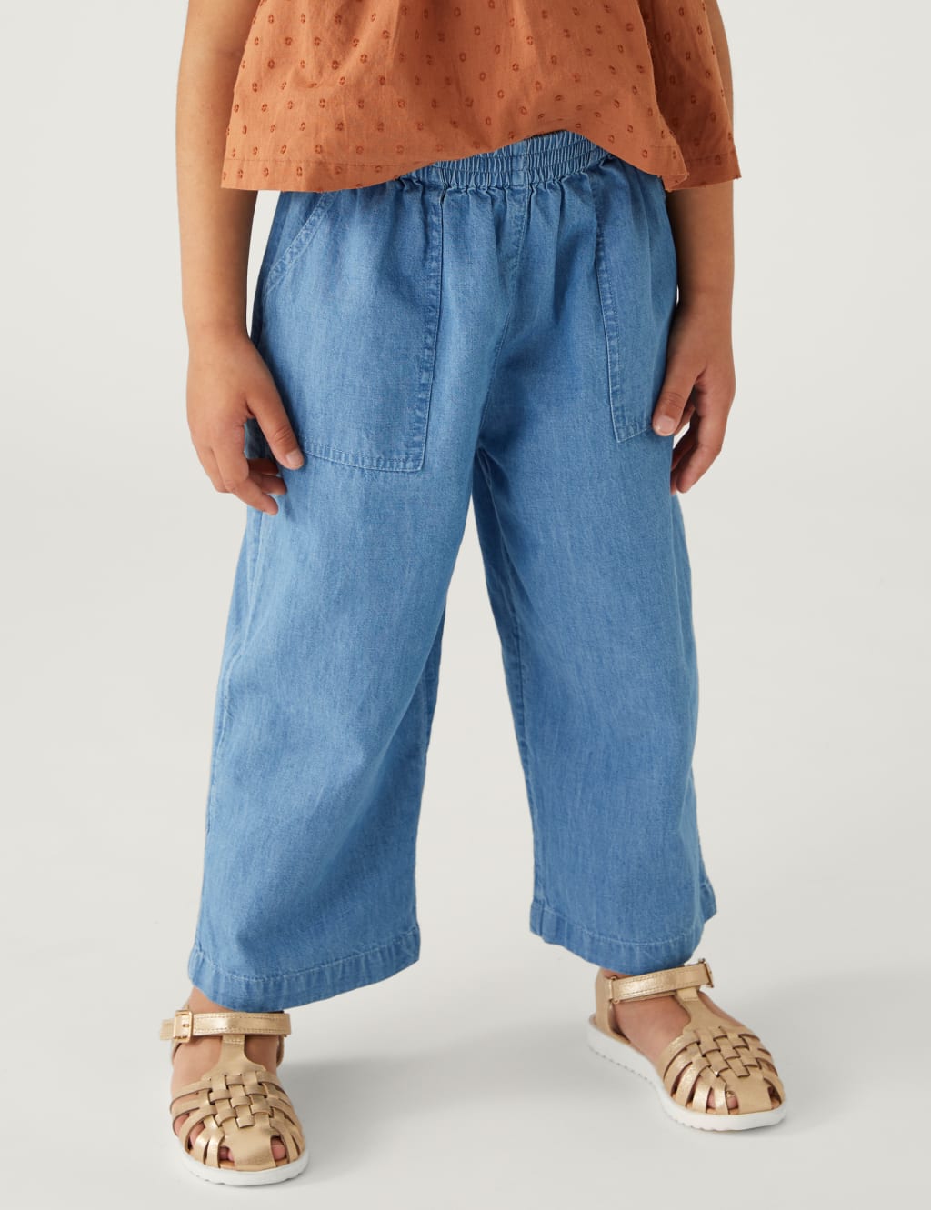 Wide Leg Pure Cotton Trousers (2-8 Yrs) image 2